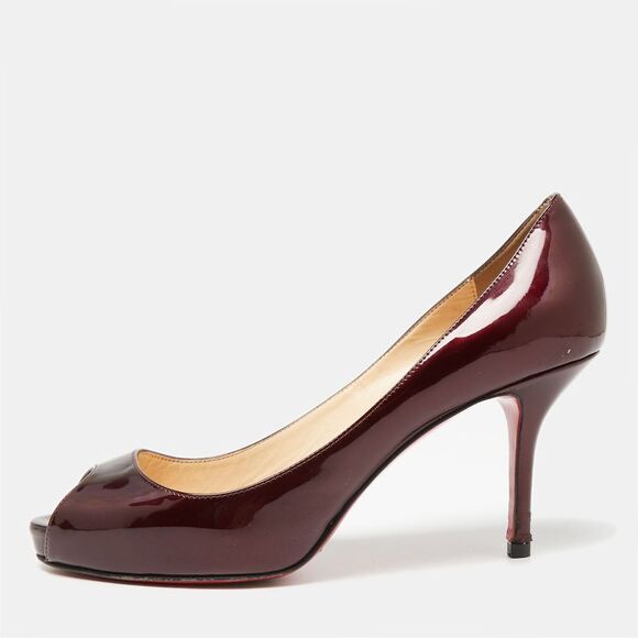 Christian Louboutin Burgundy Patent Leather Matar Claude Peep-Toe Pumps Size 37,New Products : American Fashion Style Bags On Sale